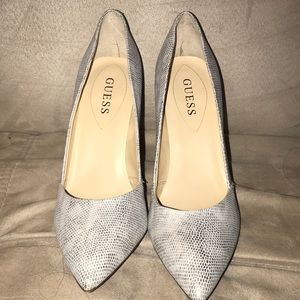 Silver stiletto heels